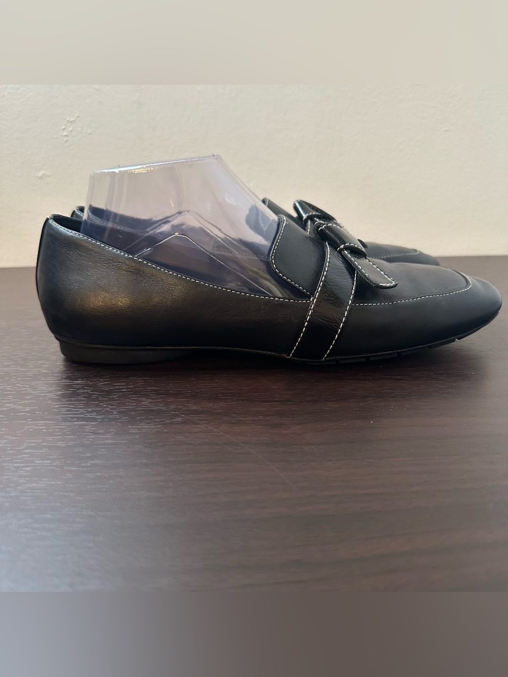 Donald Pliner Deane Black Leather Square Toe Slip-On Loafer Flats Bow, Women's 9 - Picture 6 of 12